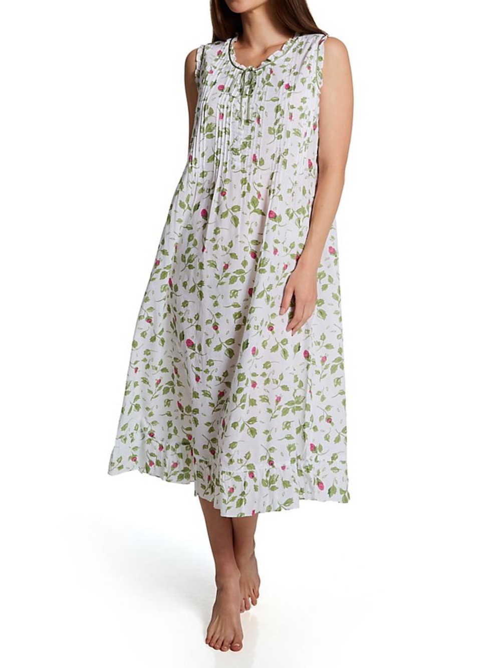 LA CERA 100% Cotton Rose Vine Robe & Nightgown Size Large